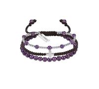 CrystalTears Amethyst Crystal Bracelet for Women Healing Crystal Gemstone Beaded Cross Bracelets Adjustable Triple Layered Stone Bracelet Crystals Jewellry Gifts for Women Mum Birthday Christmas