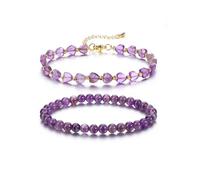 CrystalTears Amethyst Crystal Bracelets for Women, 6mm Amethyst Crystals and Healing Stones Beaded Heart Bracelet Womens Spiritual Crystal Bracelets Valentines Gift For Her Girlfriend Women Mum