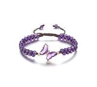CrystalTears Amethyst Crystal Butterfly Bracelet for Women Girls Healing Crystal Gemstone Beaded Bracelet Natural Healing Stone Anxiety Bracelets Jewellery Gifts for Women Mum Birthday