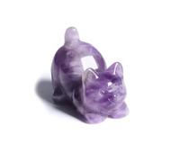 CrystalTears Amethyst Crystal Cat Gifts for Women Men, Healing Gemstone Cats Statue Ornament for Cat Lover Home Office Desk Decor, Lucky Cute Amethyst Cats Gift for Birthday Christmas 1.6"