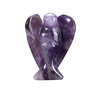 CrystalTears Amethyst Crystal Guardian Angel Ornament for Home Office Desk Decor, 1.5” Healing Crystal Gemstone Pocket Angel Figurine Gifts for Women Mum Birthday Christmas Mother’s Day