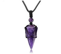 CrystalTears Amethyst Crystal Necklace for Men Women, Mens Healing Crystal Points Gemstone Pendant Necklace, Crystals Jewellery Gifts for Men Women Birthday Christmas Father’s Day