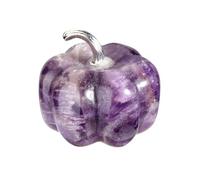CrystalTears Amethyst Crystal Pumpkin Figurine Mini Carved Gemstone Pumpkin Decorative Ornaments Statue for Fall Harvest Thanksgiving Halloween Tabletop Home Decor Pumpkins Paperweight Gifts 1.2”