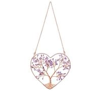 CrystalTears Amethyst Crystal Tree Hanging Ornament Gifts for Women Mum, Handmade Heart Gemstone Tree Life Hanging for Home Window Wall Room Decor, Positive Crystal Gift for Birthday Christmas