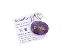 CrystalTears Amethyst Crystal Worry Stones for Anxiety, Healing Crystals Inspirational Pocket Palm Stone, Encouragement Positive Crystals and Gemstone Gifts for Women Men Friends Christmas
