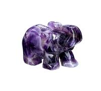 CrystalTears Amethyst Healing Crystal Gemstone Elephant Figurine Mini Handcarved Natural Quartz Crystal Stone Elephant Ornament Statue for Home Desk Decor Good Luck Gift 1.5”