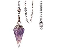 CrystalTears Amethyst Reiki Healing Crystal Pendulum Vintage Hexagonal Natural Gemstone Crystal Point Pendant Pendulum for Dowsing Scrying Divination Meditation Wicca