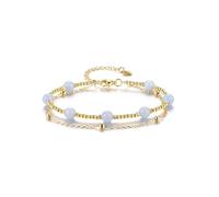 CrystalTears Aquamarine Crystal Bracelet for Women Gold Healing Crystal Gemstone Beaded Bracelet Double Layered Bracelets Jewellery Gifts for Women Mum Girlfriend Birthday Christmas