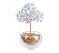 CrystalTears Aquamarine Crystal Tree Gifts for Women Mum, Healing Crystals Gemstone Tree Life for Home Office Decor, Positive Energy Crystal Gifts for Birthday Christmas Housewarming Gift