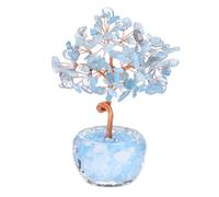 CrystalTears Aquamarine Crystal Tree Healing Crystal Tree Life for Home Office Living Room Decor Handmade Gemstone Money Trees for Money Positive Energy Good Luck Gifts for Women Men Birthday
