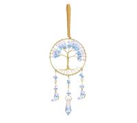 CrystalTears Aquamarine Crystal Tree Life Suncather, Handmade Healing Crystal Gemstone Hanging Ornament for Home Garden Window Wall Decoration Gifts for Women Men Friends Christmas