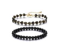 CrystalTears Black Obsidian Crystal Bracelets for Women, 6mm Crystals and Healing Stones Beaded Heart Bracelet Womens Spiritual Crystal Bracelets Valentines Gift For Her Girlfriend Women Mum
