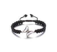 CrystalTears Black Obsidian Crystal Butterfly Bracelet for Women Girls Healing Crystal Gemstone Beaded Bracelet Natural Healing Stone Anxiety Bracelets Jewellery Gifts for Women Mum Birthday