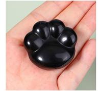 CrystalTears Black Obsidian Crystal Cat Paw Stone, Healing Crystals Worry Stone for Anxiety Stress Relief, Positive Energy, Cute Lucky Cat Gifts for Women Men Cat Lovers Christmas