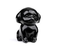CrystalTears Black Obsidian Crystal Dog Figurine Gifts for Dog Lover Women Men, Carved Healing Stone Gemstone Dogs Statue Ornament for Home Office Desk Decor, Mini Lucky Dogs Puppy Gifts for Christmas