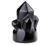 CrystalTears Black Obsidian Crystal Healing Stones Wand for Meditation Witchcraft Decor, 1.6” Hexagonal Points Crystals Tower Ornament, Spiritual Crystal Gifts for Women Men Christmas