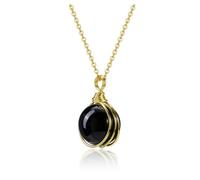 CrystalTears Black Obsidian Crystal Necklace for Women, 16mm Healing Crystal Gemstone Bead Pendant Necklaces, Gold Necklace Protection Lucky Crystals Jewellery Gifts for Women Mum Christmas Birthday