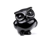 CrystalTears Black Obsidian Crystal Owl Figurine - Mini 1.57" Carved Stone Owl Statue, Cute Gemstone Owl Ornament For Home Desk Decor - Spiritual Crystal Gift for Women Men Christmas Birthday Present