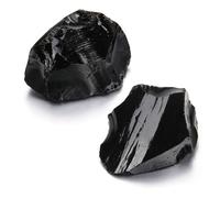 CrystalTears Black Obsidian Crystal Stone, Large 4.5-5.5cm Raw Obsidian Quartz Crystals for Grounding, Purify Energy, Rough Healing Gemstone for Reiki Healing Meditation Decor,Crystal Gifts-2pcs