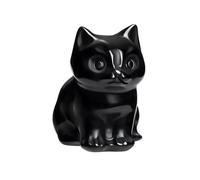 CrystalTears Black Obsidian Healing Crystal Cat Figurine - Carved Gemstone Cute Stone Cat Statue Ornament for Home Office Desk Decor, Lucky Cats Gifts for Women Men Christmas, 1.5”