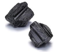 CrystalTears Black Tourmaline Crystal Stone, Large 4.5-5.5cm Raw Quartz Crystals Stone for Confidence Protection, Rough Healing Gemstone for Reiki Healing Meditation Decor,Crystal Gifts-2pcs
