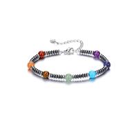 CrystalTears Chakra Crystal Beaded Bracelet for Women Men, Healing Crystal Hematite Gemstone Anxiety Protection Bracelet, Crystal Jewellery Gifts for Women Men Friends Birthday Christmas
