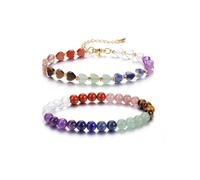 CrystalTears Chakra Crystal Bracelets for Women, 6mm 7 Chakra Crystals and Healing Stones Beaded Heart Bracelet Womens Spiritual Crystal Bracelets Valentines Gift For Her Girlfriend Women Mum