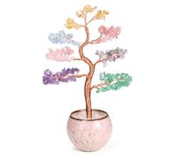 CrystalTears Chakra Crystal Tree for Home Office Decor, 7 Chakra Crystal Tree Life Gifts for Women, Healing Gemstone Bonsai Trees Ornament Good Luck Birthday for Mum Her Housewarming