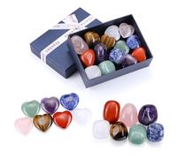 CrystalTears Chakra Crystals Stones Set for Reiki Healing Meditation, 7 Chakra Healing Crystals and Gemstones, Natural Heart Crystal Set for Beginner Crystal Therapy Wicca Spiritual Gifts