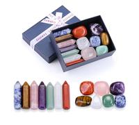 CrystalTears Chakra Crystals Stones Set for Reiki Healing Meditation, 7 Chakra Healing Crystals and Gemstones, Natural Crystal Points Wand Set for Beginner Crystal Therapy Wicca Spiritual Gifts