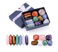 CrystalTears Chakra Crystals Stones Set for Reiki Healing Meditation, 7 Chakra Healing Crystals and Gemstones, Natural Crystal Points Wand Set for Beginner Crystal Therapy Wicca Spiritual Gifts