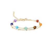 CrystalTears Chakra Healing Crystal Bracelet for Women, Natural Crystal Gemstone Bead Bracelets, Adjustable Gold Layered Quartz Crystal Stone Bracelet Jewellry Gift for Women Her Mum