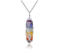 CrystalTears Chakra Healing Crystal Stone Necklace Tree Life Wire Wrapped Natural Hexagonal Crystal Points Pendant Necklace Jewelry Crystal Mothers Day Gifts for Mum Her Women Wife