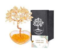 CrystalTears Citrine Crystal Tree Gifts for Women, Handmade Heart Healing Gemstone Money Tree life for Home, Office,Desk Decor - Good Luck Crystal Gifts for Women Men Mum Birthday Christmas