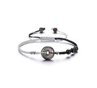 CrystalTears Crystal Bracelet for Women Men, Braided Silver Obsidian Beaded Bracelet, Healing Crystal Stone Lucky Coin Bracelets Adjustable Jewellery Gifts for Men Women Birthday Christmas