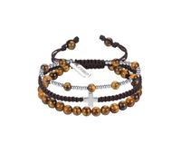 CrystalTears Crystal Bracelet for Women Natural Healing Crystal Gemstone Beaded Cross Bracelet Adjustable Triple Layered Stone Bracelets Crystals Jewellry Gifts for Women Mum Birthday Christmas