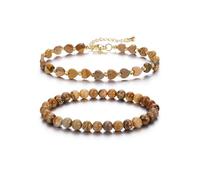 CrystalTears Crystal Bracelets for Women, 6mm Picture Jasper Crystals and Healing Stones Beaded Heart Bracelet Womens Spiritual Crystal Bracelets Valentines Gifts For Her Girlfriend Women Mum