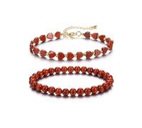 CrystalTears Crystal Bracelets for Women, 6mm Red Jasper Crystals and Healing Stones Beaded Heart Bracelet Womens Spiritual Crystal Bracelets Valentines Gifts For Her Girlfriend Women Mum