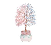 CrystalTears Crystal Tree for Home, Desk, Office, Room Decor, Rose Quartz Aquamarine Healing Crystal Gemstone Tree Life Gifts for Women Mum Christmas Birthday Wife Nanny Her Friend