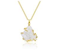 CrystalTears Druzy Crystal Necklace for Women, Sparkly Irregular Raw Agate Cluster Geode Healing Crystal Stone Pendant Necklace Jewellery Gifts for Women Christmas - Gold Chain 20”