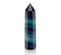 CrystalTears Fluorite Crystal Wand for Reiki Meditation Witchcraft, Hexagonal Healing Crystals Point Faceted Prism Wand Natural Crystals and Healing Stones for Yoga Home Decor Crystal Gifts