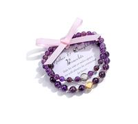 CrystalTears Gifts for Mum Daughter Women, Amethyst Crystal Beaded Bracelets, Birthday Day Mother’s Day Gifts for Mom from Daughter, Natural Healing Stone Mums Bracelet Jewellery Gift
