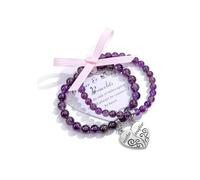 CrystalTears Gifts for Mum Daughter Women, Amethyst Crystal Beaded Bracelets, Birthday Day Mother’s Day Gifts for Mom from Daughter, Natural Healing Stone Mums Bracelet Jewellery Gift