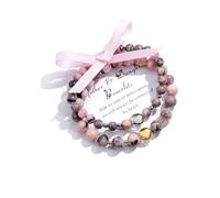 CrystalTears Gifts for Mum Daughter Women, Pink Zebra Crystal Beaded Bracelets, Birthday Day Mother’s Day Gifts for Mom from Daughter, Natural Healing Stone Mums Bracelet Jewellery Gift
