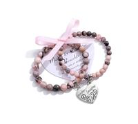 CrystalTears Gifts for Mum Daughter Women, Pink Zebra Crystal Beaded Bracelets, Birthday Day Mother’s Day Gifts for Mom from Daughter, Natural Healing Stone Mums Bracelet Jewellery Gift