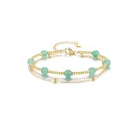 CrystalTears Green Aventurine Crystal Bracelet for Women Gold Healing Crystal Gemstone Beaded Bracelet Double Layered Bracelets Jewellery Gifts for Women Mum Girlfriend Birthday Christmas