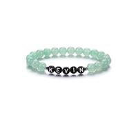 CrystalTears Green Aventurine Crystal Bracelet Personalised Name Bracelet for Women Men 8mm Healing Crystal Gemstone Beaded Bracelet Custom Gifts for Friends Families Mum Couples Birthday