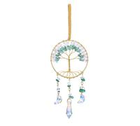CrystalTears Green Aventurine Crystal Tree Life Hanging Ornament, Handmade Healing Crystal Gemstone Glass Suncatcher for Home Garden Window Wall Decoration Gifts for Women Men Friends Christmas