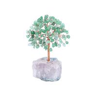 CrystalTears Green Aventurine Crystal Tree Reiki Healing Crystals Gemstone Bonsai Money Trees Wrapped on Fluorite Crystals Stone Base Feng Shui Crystal Gifts for Home Decor Christmas 4.7"-5.1"