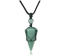 CrystalTears Green Aventurine Healing Crystal Necklace Wire Wrapped Quartz Crystals Stone Point Gemstone Pendant Necklace Natural Reiki Spiritual Jewelry for Men Women
